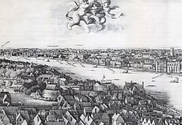 Long View of London from Bankside, detail from a 1647 drawing by Wenceslaus Hollar. 1647 Long view of London From Bankside - Wenceslaus Hollar (cropped).jpg