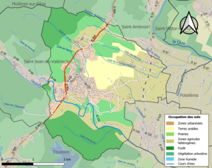 Carte en couleurs présentant l'occupation des sols.