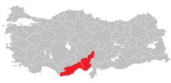 Location of آدانا ذیلی علاقہ Adana Subregion