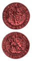 Siegel von König Bolesław Georg II., das einen Ritter zu Pferd mit einem Löwen auf dem Wappen bezeichnet, 14. Jahrhundert