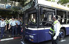 Aftermath of a Palestinian suicide bombing on a bus in Tel Aviv Allenby Street bus bombing III.jpg
