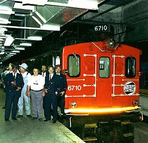Canadian National electric locomotive and crew
