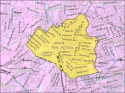 Карта Бюро переписи Патерсона, Нью-Джерси Интерактивная карта Патерсона, Нью-Джерси