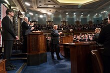 President Donald Trump delivers his 2018 State of the Union Address before Congress. Donald Trump State of the Union 2018 (26133528958).jpg