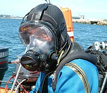 Diver wearing a lightweight full face mask Full face diving mask - ocean reef.JPG