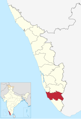 Localisation de District de Kollamകൊല്ലം ജില്ല