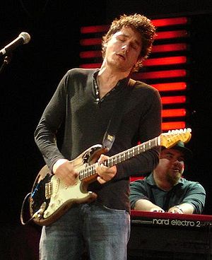 John Mayer performing at the Crossroads Guitar...