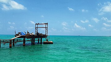 Boat jeti at Kalpeni atoll of Lakshadweep