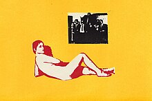 Ležící akt na žluté, sítotisk, 1970