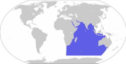 Localización de l'Oceano Indico.