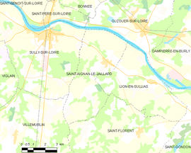 Mapa obce Saint-Aignan-le-Jaillard