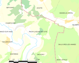 Mapa obce Pagny-la-Blanche-Côte