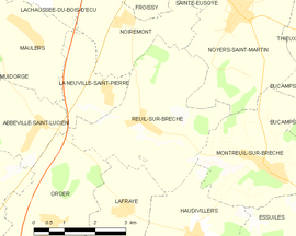 Mapa obce Reuil-sur-Brêche