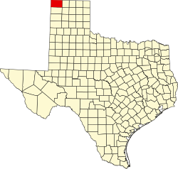 Dallam County na mapě Texasu