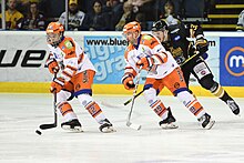 The biggest rivalry in British ice hockey between the Nottingham Panthers and the Sheffield Steelers Nottingham Panthers vs Sheffield Steelers.jpg