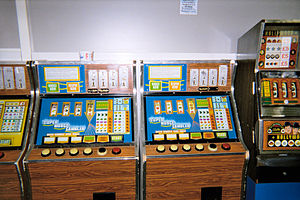 A group of old British fruit machines at Teign...