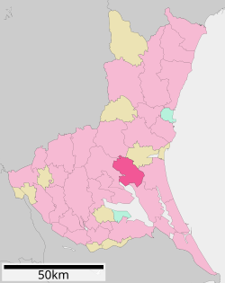 Location of Omitama in Ibaraki Prefecture