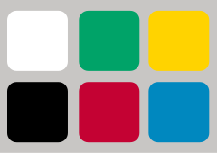 Opponent color pairs based on the NCS experiment, including black, white and the four unique hues Opponent colors.svg