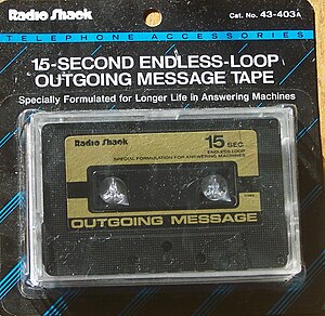 An endless loop outgoing message tape, as used...