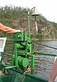 Chain-pulling engine of a small ferry on Berounka river near Prague, Czech Republic