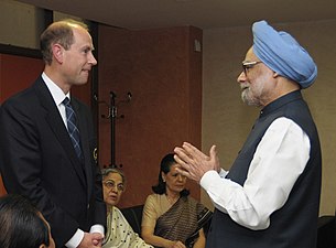 Prince Edward, Earl of Wessex with the Prime Minister, Dr. Manmohan Singh, at the closing ceremony of the XIX Commonwealth Games 2010-Delhi, at Jawaharlal Nehru Stadium, in New Delhi on October 14, 2010