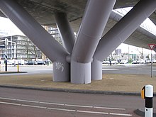 A quadruple compound pier supporting the fly-over at the traffic junction 24 Oktoberplein (Utrecht, Netherlands) Quadruple support pillars for the fly-over at the traffic junction 24 Oktoberplein (Utrecht).jpg