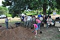 Scouts working on a service project