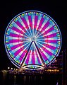 Long exposure photo of Great Wheel lights at night