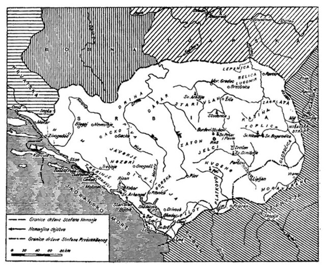 Карта Рашки в XII веке