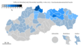 A KDH által elért százalékos eredmény Szlovákia egyes járásaiban a 2023-as parlamenti választáson