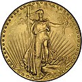 Image 11 1933 double eagle Photo: United States Mint The 1933 double eagle is a gold coin of the United States with a $20 face value. 445,500 specimens of this Saint-Gaudens double eagle were minted in 1933, the last year of production for the double eagle, but no specimens ever officially circulated, and nearly all were melted down due to the discontinuance of the domestic gold standard in 1933. It currently holds the record for the highest price paid at auction for a single U.S. coin, having been sold for $7.59 million. More selected pictures
