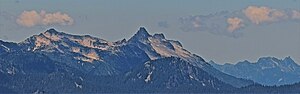 Southeast aspect of Spire Mountain seen from Scorpion Mountain