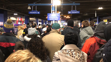 Security prescreening at the Mall of America before boarding the Metro Blue Line to U.S. Bank Stadium Super Bowl LII Prescreening.png