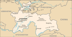 Kart over Republikken Tadsjikistan