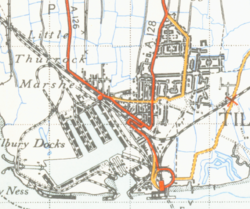 A map of the town from 1946 Tilburymap 1946.png