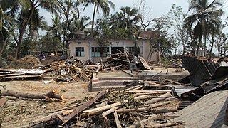 Debris strewn across the ground.