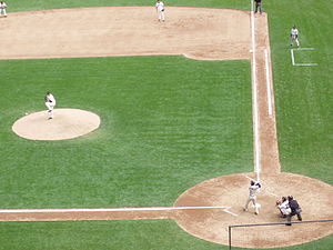 A typical Baseball diamond as seen from the st...