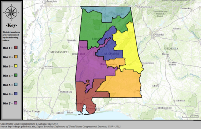 United States Congressional Districts en Alabamo, ekde 2013.
tif