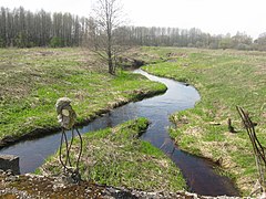 Краявід ракі Нёманкі з моста на ўездзе ў Рэчкі, 2012 год.