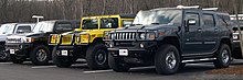 From left: Hummer H3, H1, and H2