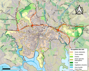 Carte en couleurs présentant l'occupation des sols.