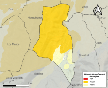 Carte des zones d'aléa retrait-gonflement des argiles.