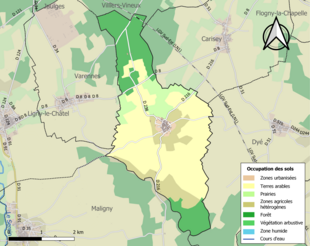 Carte en couleurs présentant l'occupation des sols.