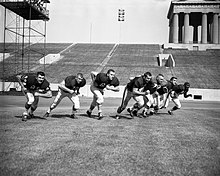 1961 Chicago Bears offensive line in action. "Bears Workout at Soldier Field for Armed Forces game Friday." 8X10A 1961 Chicago Bears o-line practice 1.jpg