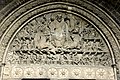 The 12th century فن رومانسكي portal ofChrist in Majesty at مواساك  [لغات أخرى]‏ Abbey moves between low and high relief in a single figure.