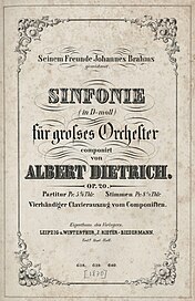 1870年に出版された『交響曲第1番ニ短調作品20』総譜表紙