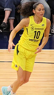 Sue Bird, of the Seattle Storm, is one of only two basketball players ever to earn five Olympic gold medals. Bird-20180912.jpg