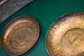 Two Phoenician bronze bowls from Nimrud on display in the British Museum