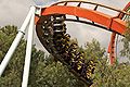 Vista cercana del sacacorchos desde la Gran Muralla China de Port Aventura.