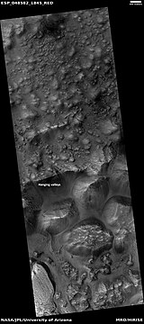 Hanging valleys in Aram Chaos, as seen by HiRISE under HiWish program